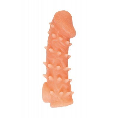 Насадка на фаллос с пупырышками и отверстием для мошонки Cock Sleeve 005 - размер L - 17,6 см