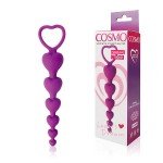 Силиконовая фигурная анальная цепочка-сердечки Cosmo - фиолетовая - 18 см