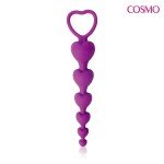 Силиконовая фигурная анальная цепочка-сердечки Cosmo - фиолетовая - 18 см