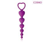 Силиконовая фигурная анальная цепочка-сердечки Cosmo - фиолетовая - 18 см