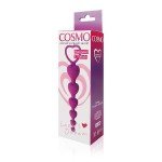 Силиконовая фигурная анальная цепочка-сердечки Cosmo - фиолетовая - 18 см