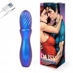 Компактный перезаряжаемый вибратор DAISY с выделенной рельефной головкой - пурпурно-синий - 14 см