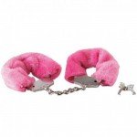 Металлические наручники обшитые розовым мехом