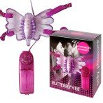 Вибро-бабочка для клитора на ремешках с проводным пультом BUTTERFLY VIBE - фиолетовая