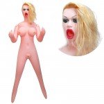 Надувная секс-кукла с вибрацией, двумя отверстиями и насосом Pretty Doll Диана - телесная - 150 см