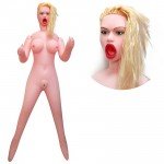Надувная секс-кукла с вибрацией, двумя отверстиями и насосом Pretty Doll Валерия - телесная - 155 см