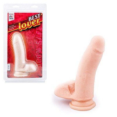 Фаллоимитатор реалистик BEST LOVER на присоске с мошонкой - телесный - 16,5 см