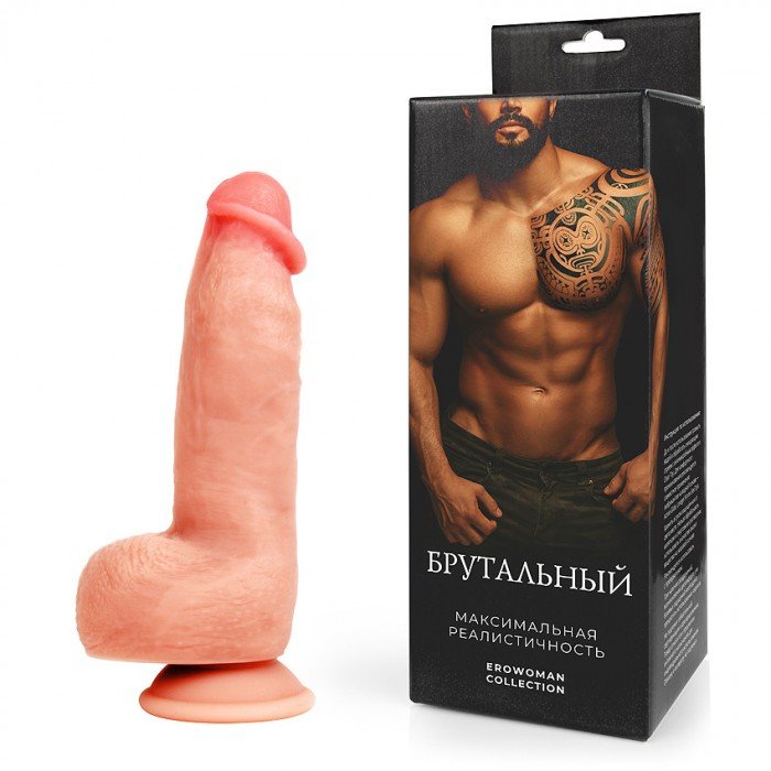 Максимально реалистичный фаллоимитатор Erowoman Collection - Брутальный - с мошонкой и присоской - телесный - 21 см Максимально реалистичный фаллоимитатор Erowoman Collection - Брутальный - с мошонкой и присоской - телесный - 21 см