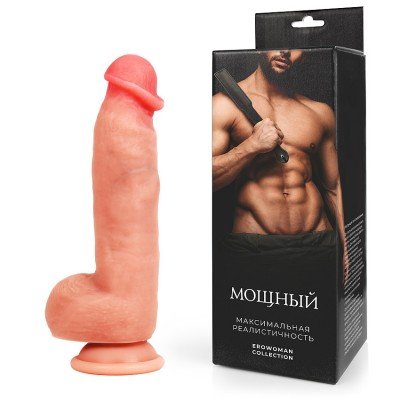 Максимально реалистичный фаллоимитатор Erowoman Collection - Мощный - с мошонкой и присоской - телесный - 24 см