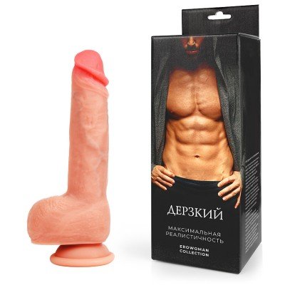 Максимально реалистичный фаллоимитатор Erowoman Collection - Дерзкий - с мошонкой и присоской - телесный - 23 см