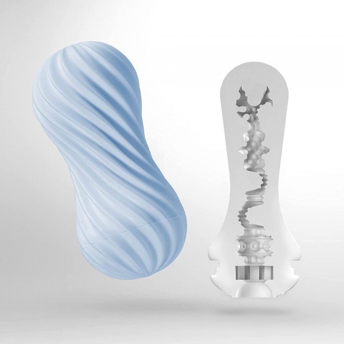Мастурбатор с гибким спирально-ребристым корпусом Tenga FLEX Bubbly Blue с возможностью скручивания - чёрный - 17,6 см Мастурбатор с гибким спирально-ребристым корпусом Tenga FLEX Bubbly Blue с возможностью скручивания - чёрный - 17,6 см