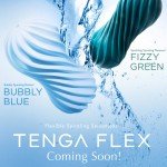 Мастурбатор с гибким спирально-ребристым корпусом Tenga FLEX Bubbly Blue с возможностью скручивания - чёрный - 17,6 см