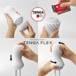 Мастурбатор с гибким спирально-ребристым корпусом Tenga FLEX Fizzy Green с возможностью скручивания - зелёный - 17,6 см