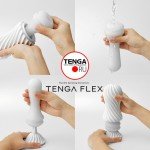 Мастурбатор с гибким спирально-ребристым корпусом Tenga FLEX Fizzy Green с возможностью скручивания - зелёный - 17,6 см