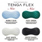Мастурбатор с гибким спирально-ребристым корпусом Tenga FLEX Fizzy Green с возможностью скручивания - зелёный - 17,6 см