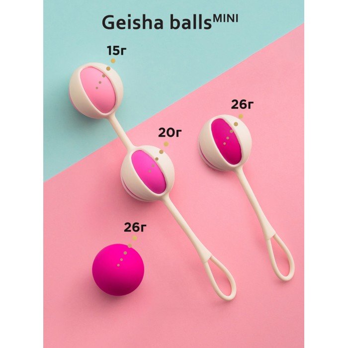 Набор вагинальных шариков для начинающих Gvibe - Geisha Balls MINI: две сцепки и четыре шарика разного веса Набор вагинальных шариков для начинающих Gvibe - Geisha Balls MINI: две сцепки и четыре шарика разного веса