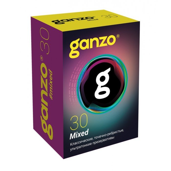 Презервативы латексные микс-набор Ganzo Mixed: классические, ультратонкие, точечно-ребристые - 30 шт Презервативы латексные микс-набор Ganzo Mixed: классические, ультратонкие, точечно-ребристые - 30 шт
