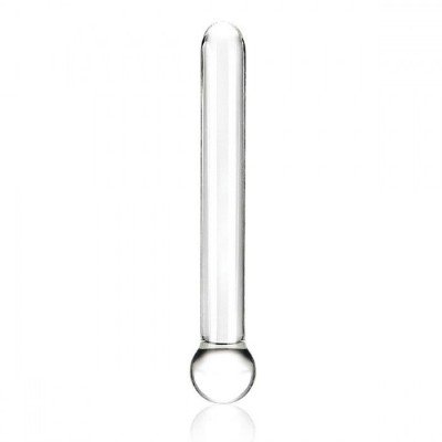 Стеклянный анально-вагинальный слайдер с шаром STRAIGHT - прозрачный - 16,5 см