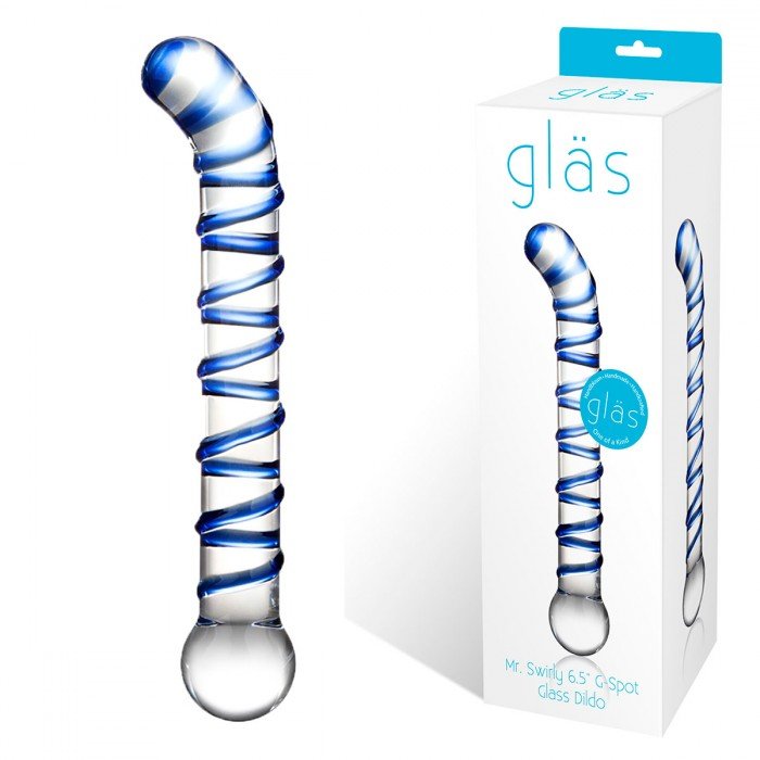 Изогнутый стеклянный фаллос для стимуляции точки G - Mr. Swirly G-Spot Glass Dildo - 17 см