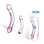 Двухголовый стимулятор из стекла Double Trouble Glas - розовый - 19 см