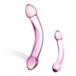 Двухголовый стимулятор из стекла Double Trouble Glas - розовый - 19 см