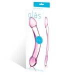 Двухголовый стимулятор из стекла Double Trouble Glas - розовый - 19 см