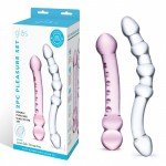 Набор из двух стеклянных двухголовых фаллоимитаторов Glas - Pleasure Set Набор из двух стеклянных двухголовых фаллоимитаторов Glas - Pleasure Set