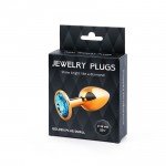 Малая анальная металлическая пробка Jewelry Plug золотистая с голубым кристаллом - 7 см Малая анальная металлическая пробка Jewelry Plug золотистая с голубым кристаллом - 7 см