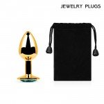 Малая анальная металлическая пробка Jewelry Plug золотистая с голубым кристаллом - 7 см Малая анальная металлическая пробка Jewelry Plug золотистая с голубым кристаллом - 7 см