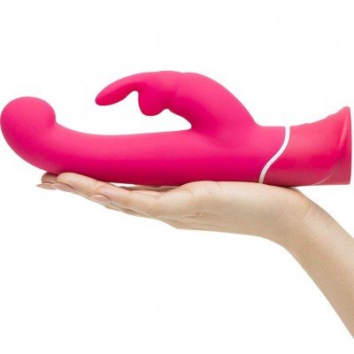 Вибратор со стимуляцией клитора и точки G Happy Rabbit G-Spot с двумя моторами - розовый - 24 см