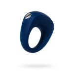 Перезаряжаемое силиконовое эрекционное виброкольцо на пенис Satisfyer Power Ring - темно-синее