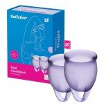 Набор менструальных чаш с петелькой Satisfyer Confident Secure Menstrual Cup - фиолетовый - 2 шт