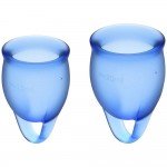 Набор менструальных чаш с петелькой Satisfyer Confident Secure Menstrual Cup - тёмно-синий - 2 шт Набор менструальных чаш с петелькой Satisfyer Confident Secure Menstrual Cup - тёмно-синий - 2 шт