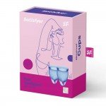 Набор менструальных чаш с петелькой Satisfyer Confident Secure Menstrual Cup - тёмно-синий - 2 шт Набор менструальных чаш с петелькой Satisfyer Confident Secure Menstrual Cup - тёмно-синий - 2 шт
