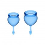 Набор менструальных чаш с кончиком-капелькой Feel Good Menstrual Cup - тёмно-синий - 2 шт