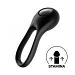 Эрекционное вибро-кольцо с клиторальным стимулятором Satisfyer Majestic Duo с фиксацией под мошонкой - чёрное Эрекционное вибро-кольцо с клиторальным стимулятором Satisfyer Majestic Duo с фиксацией под мошонкой - чёрное