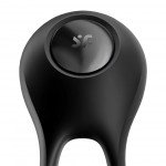 Эрекционное вибро-кольцо с клиторальным стимулятором Satisfyer Majestic Duo с фиксацией под мошонкой - чёрное Эрекционное вибро-кольцо с клиторальным стимулятором Satisfyer Majestic Duo с фиксацией под мошонкой - чёрное