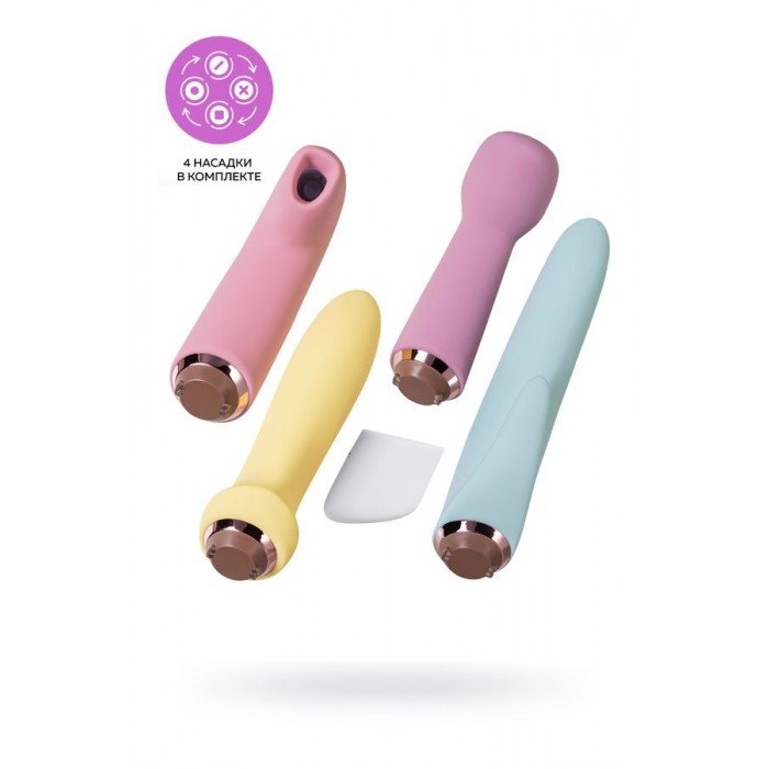 Универсальный вибромассажер с 4-мя сменными насадками Satisfyer Marvelous Four - разноцветный Универсальный вибромассажер с 4-мя сменными насадками Satisfyer Marvelous Four - разноцветный