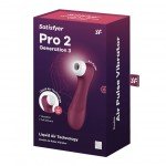 Вакуумно-волновой стимулятор клитора Satisfyer Pro 2 Generation 3 с вибрацией и насадкой имитирующей пульсацию воды - бордовый