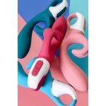 Гибкий вибратор-кролик с двумя независимыми моторами Satisfyer Embrace me с тройным клиторальным отростком - розовый - 22 см
