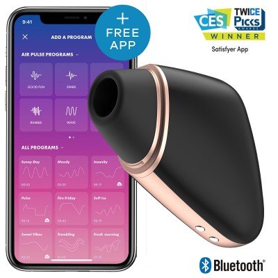 Вакуумно-волновой вибростимулятор Satisfyer Love Triangle с управлением со смартфона - чёрный