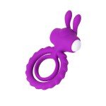 Эрекционное кольцо с подхватом мошонки JOS Good Bunny - фиолетовое