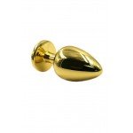 Алюминиевая анальная золотая пробка Kanikule Small с жёлтым кристаллом - 6 cм