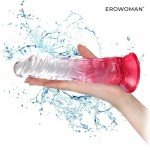 Гибкий фаллоимитатор EROWOMAN с присоской - прозрачно-красный - 20 см Гибкий фаллоимитатор EROWOMAN с присоской - прозрачно-красный - 20 см