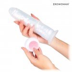 Вибратор реалистик на присоске EROWOMAN со световыми эффектами и управлением с пульта - жемчужный - 20 см