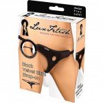 Трусики-стринги бархатные для страпона Lux Fetish - чёрные