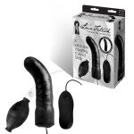 Надувной изогнутый фалос с вибрацией Inflatable Vibrating Curved Dildo - чёрный - 16 см