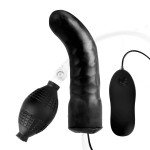 Надувной изогнутый фалос с вибрацией Inflatable Vibrating Curved Dildo - чёрный - 16 см