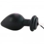 Надувная анальная пробка с вибрацией Inflatable Vibrating Butt Plug - чёрная - 11 см