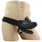 Полый страпон для двойного проникновения с вибрацией Lux Fetish - чёрный - 15 см и 14 см Полый страпон для двойного проникновения с вибрацией Lux Fetish - чёрный - 15 см и 14 см